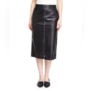 Lafayette 148 New York 100% Napa Leather Midi Pencil Skirt